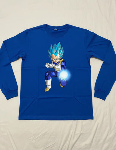 Polera Manga Larga Algodón Niños Vegeta Dragon Ball