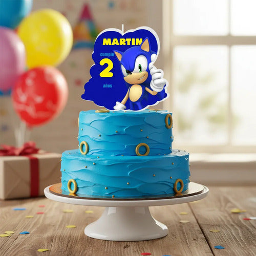 Vela De Cumpleaños Sonic Personalizada Niños