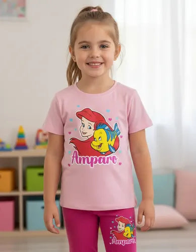 Polera Y Calza La Sirenita Arie Conjunto Niñas Personalizado