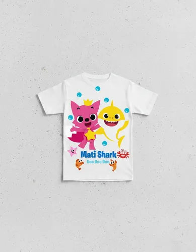 Polera Baby Shark Pink Fong Cumpleaños Personalizada