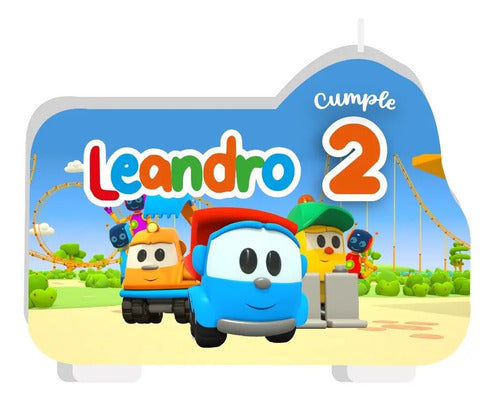Vela De Cumpleaños Leo El Camión Niños Personalizada