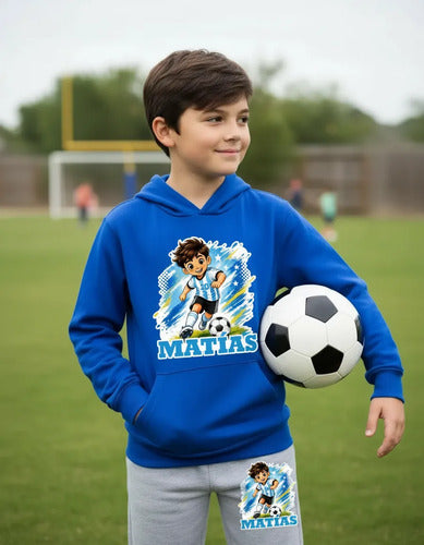 Buzo Futbol Argentina Niño Conjunto Deportivo Personalizado Azul Futbol Niño Argentina 10