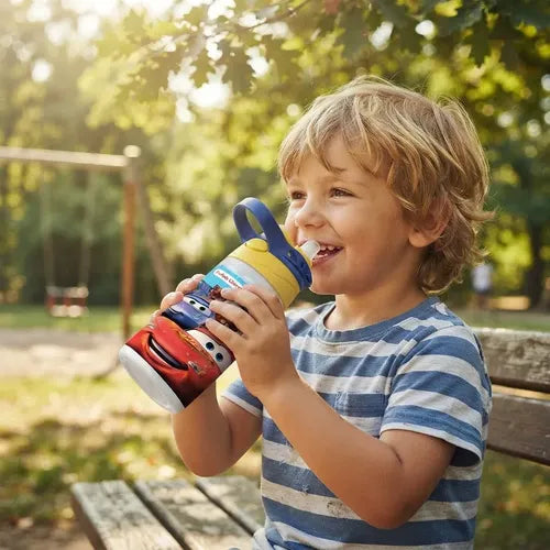 Botella Agua Colegio Cars Personalizada Niños Amarillo