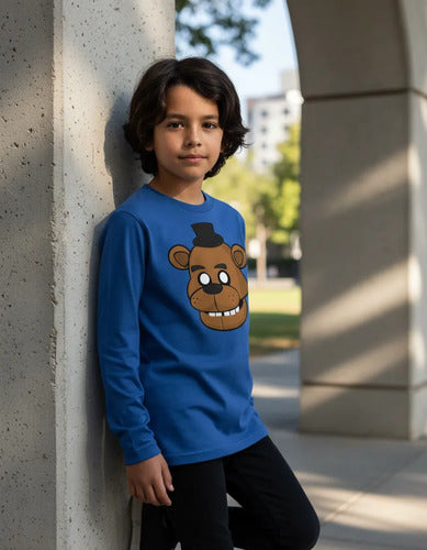 Polera Manga Larga Algodón Niños Freddy Five Night Fnaf