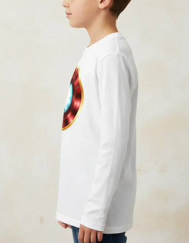Camiseta Polar Manga Larga Polera Niño Iron Man Reactor