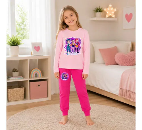 Pijama Niña Huntrix Algodón Manga Larga Invierno Suave
