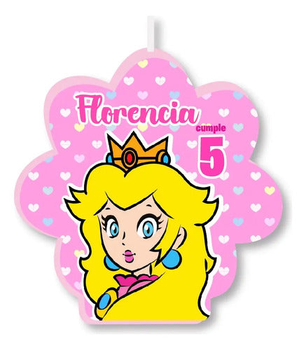 Vela De Cumpleaños Princesa Peach Personalizada