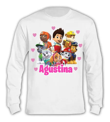 Pijama Largo Paw Patrol Niñas Personalizado Algodón