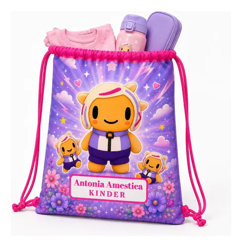 Mochila Morral Chuymine Bolsa Tela Personalizada Niñas Fucsia Estampado