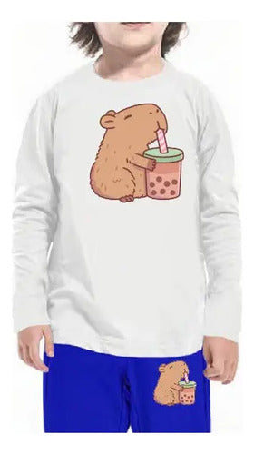 Pijama Largo Niñas Algodon Capibara Bebida Capybara