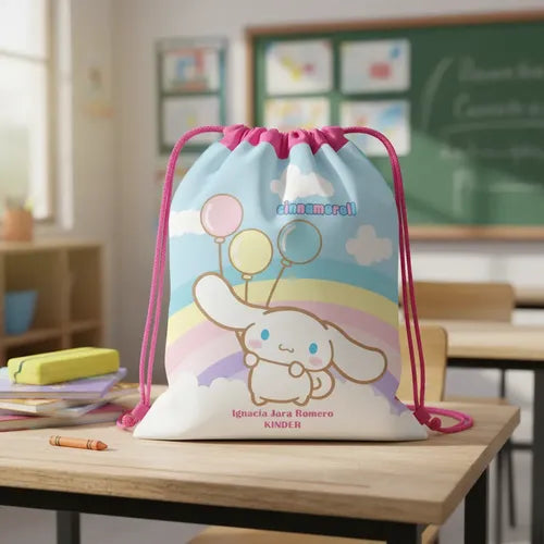 Mochila Bolsa Tela Morall Jardin Infantil Colegio Cinamoroll Fucsia Liso