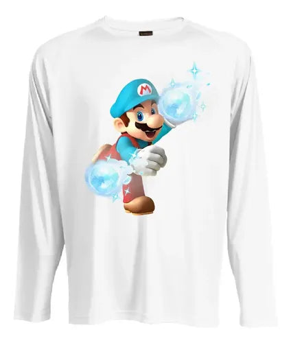 Camiseta Polar Manga Larga Polera Niño Mario Bros Hielo