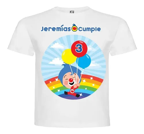 Polera Payaso Plim Plim Estampada Personalizada Cumpleaños