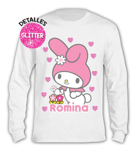 Polera My Melody Personalizada Niña Manga Larga 100% Algod