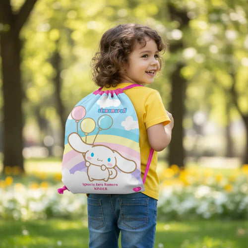 Mochila Bolsa Tela Morall Jardin Infantil Colegio Cinamoroll Fucsia Liso