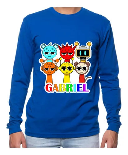 Polera Manga Larga Circo Digital Personalizada Niños Algodón