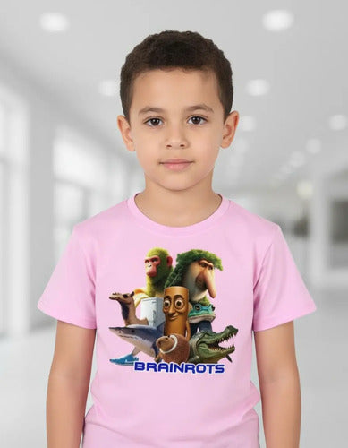 Polera Color Algodón Niños Italian Brainrots Tralala