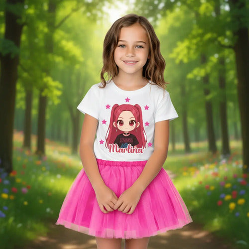 Disfraz Vestido Mira Huntrix Guerreras K Pop Personalizado Polera + Tutú Niñas Detalles Glitter