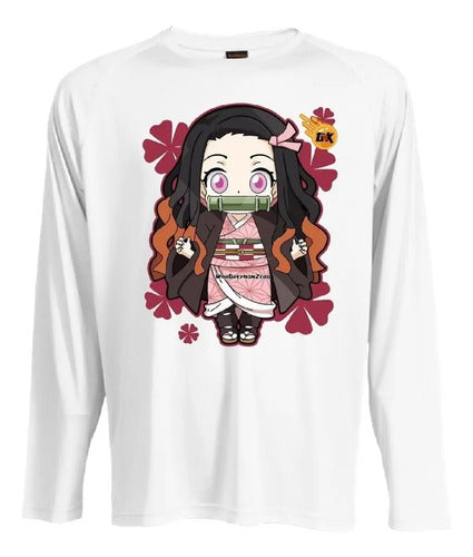 Camiseta Polar Manga Larga Polera Niñas Nezuko Kawaii