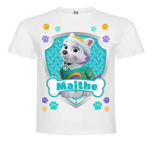 Polera Everest Paw Patrol Estampado Permanente Regalo  Blanco 1-12 Liso
