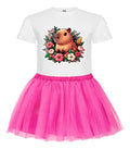 Disfraz Vestido Capibara  Polera + Tutú Niñas Detalles Glitter Flex