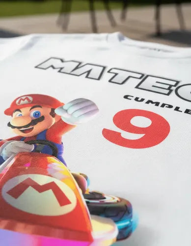 Polera Super Mario Kart Personalizada Algodón 100%