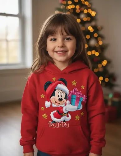 Poleron Minnie Navidad Personalizado Niñas Algodón 3