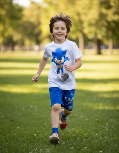 Pijama Corto Niños Algodon Sonic Corriendo
