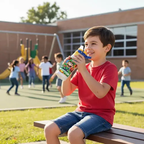 Botella Agua Colegio Luigi Bros Personalizada Niños Blanco