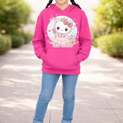 Polerón Canguro Niña Gatita Unicornio Kawai Personalizado