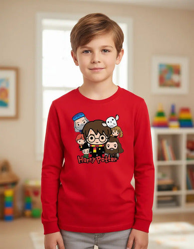 Polera Manga Larga Algodón Niños Harry Potter Nuevo