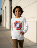 Camiseta Polar Manga Larga Polera Niño Capitan America Escud