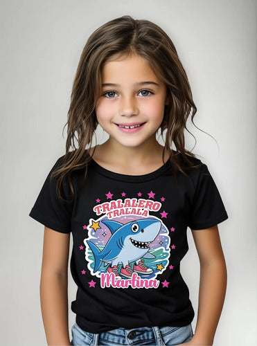 Polera Tralalero Tralala Niñas Personalizada Algodón 100%