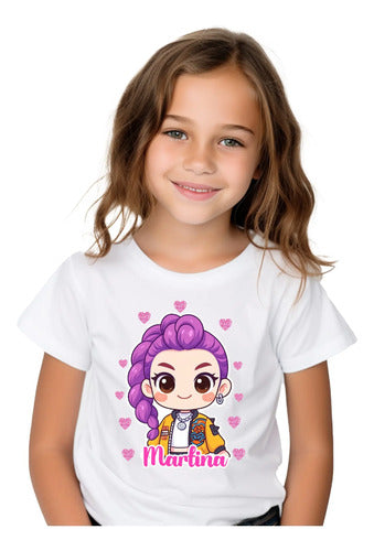 Disfraz Vestido Rumi Huntrix Guerreras K Pop Personalizado Polera + Tutú Niñas Detalles Glitter