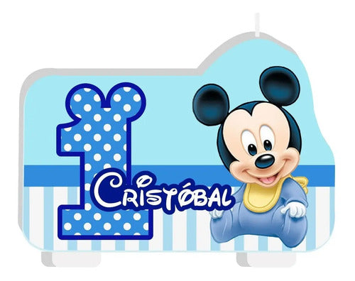 Vela De Cumpleaños Mickey Bebe Niños Personalizada