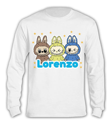 Pijama Largo Labubu Niños Personalizado Algodon