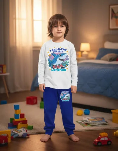 Pijama Largo Tralalero Tralala Niños Algodón Personalizado