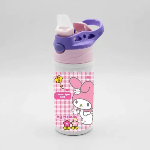 Botella Agua Colegio My Melody Personalizada Niñas Blanco