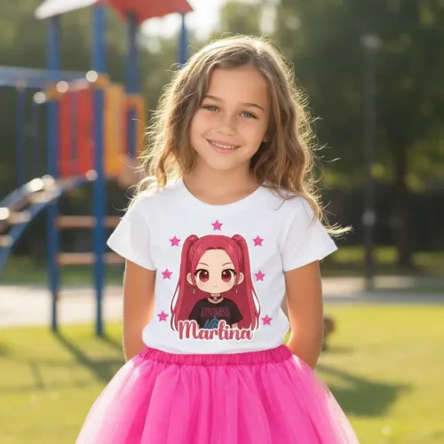 Disfraz Vestido Mira Huntrix Guerreras K Pop Personalizado Polera + Tutú Niñas Detalles Glitter