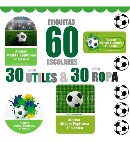 Etiquetas Para Marcar Ropa Y Utiles Escolares Futbol Soccer Verde Unica