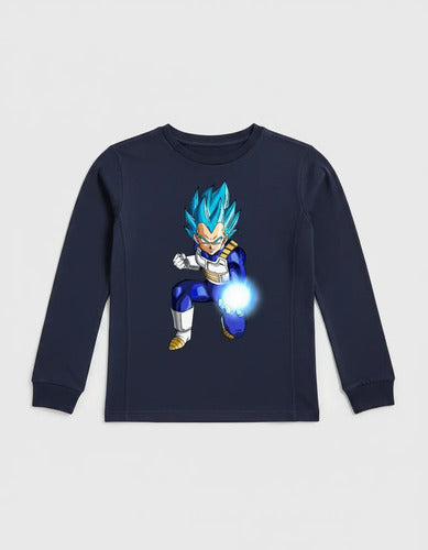 Polera Manga Larga Algodón Niños Vegeta Dragon Ball