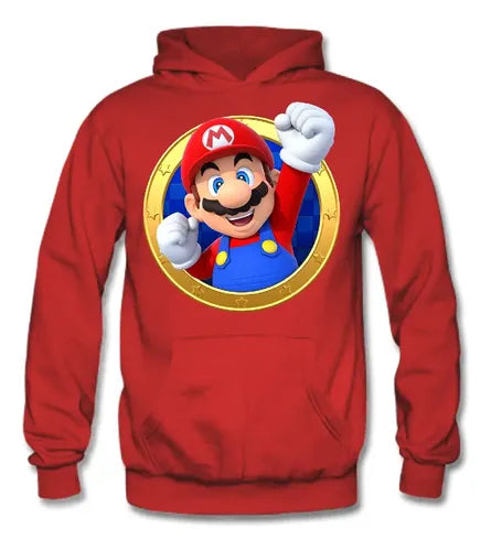 Polerón Canguro Algodón Niños Mario Bros Puño