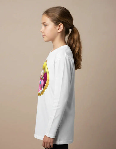 Camiseta Polar Manga Larga Polera Niñas Princesa Peach