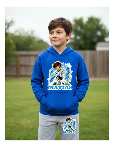 Buzo Futbol Argentina Niño Conjunto Deportivo Personalizado Azul Futbol Niño Argentina 10