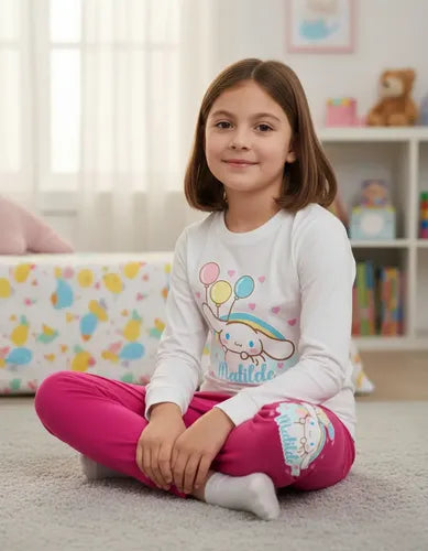 Pijama Largo Cinnamoroll Niñas Personalizado Algodon