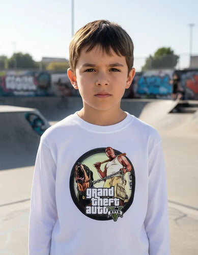 Camiseta Polar Manga Larga Polera Niño Gta V