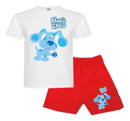 Pijama Corto Niños Algodon Pistas Blue