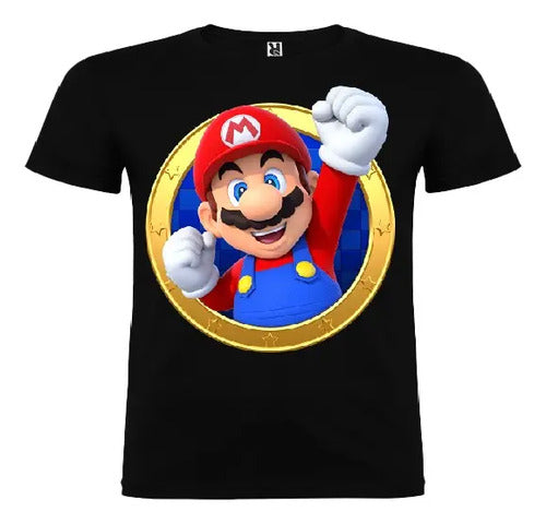 Polera Color Algodón 100% Niños Mario Bros Puño