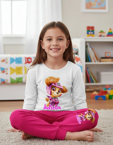 Pijama Largo Skye Paw Patrol Película Niñas Personalizado