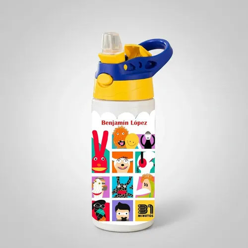 Botella 31 Minutos Personalizada Niños Escolar Con Nombre Blanco